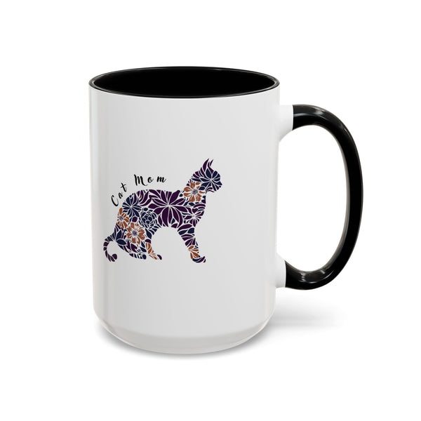Floral Cat Mom Accent Mug