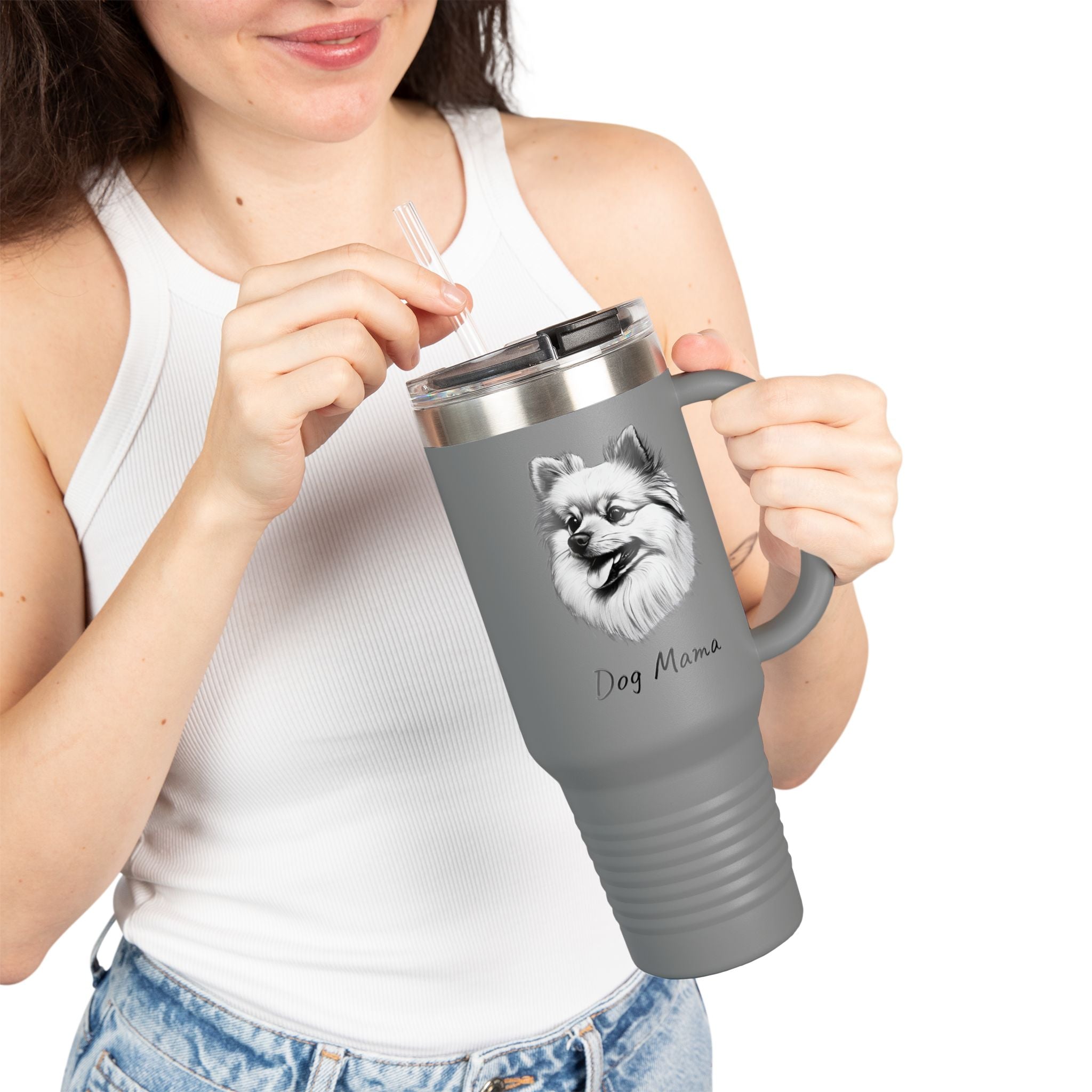 'Dog Mama' Pomeranian Travel Mug- 40 Ounce
