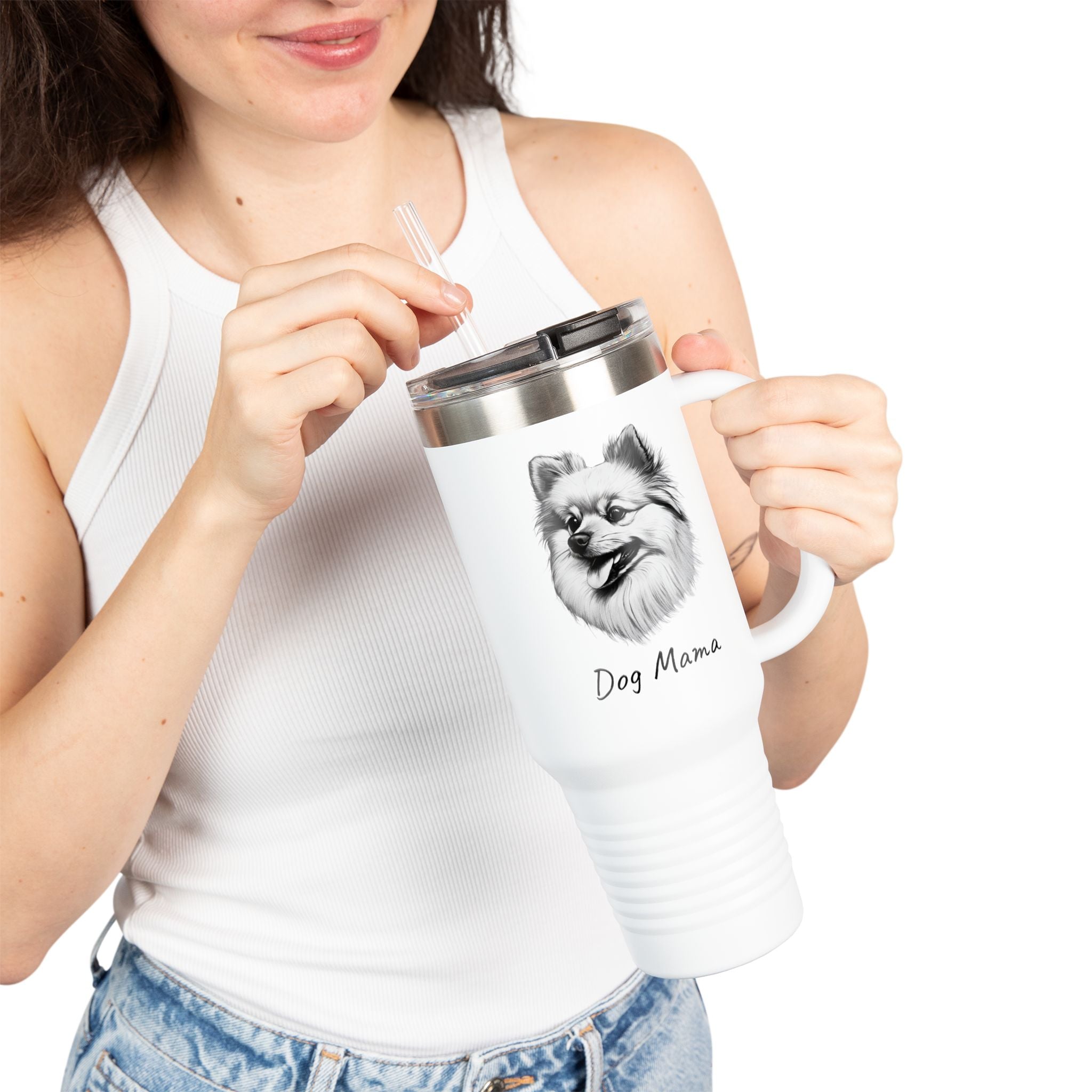 'Dog Mama' Pomeranian Travel Mug- 40 Ounce